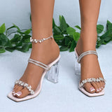 Rhinestone High Heels Sandals CHICSTEPS