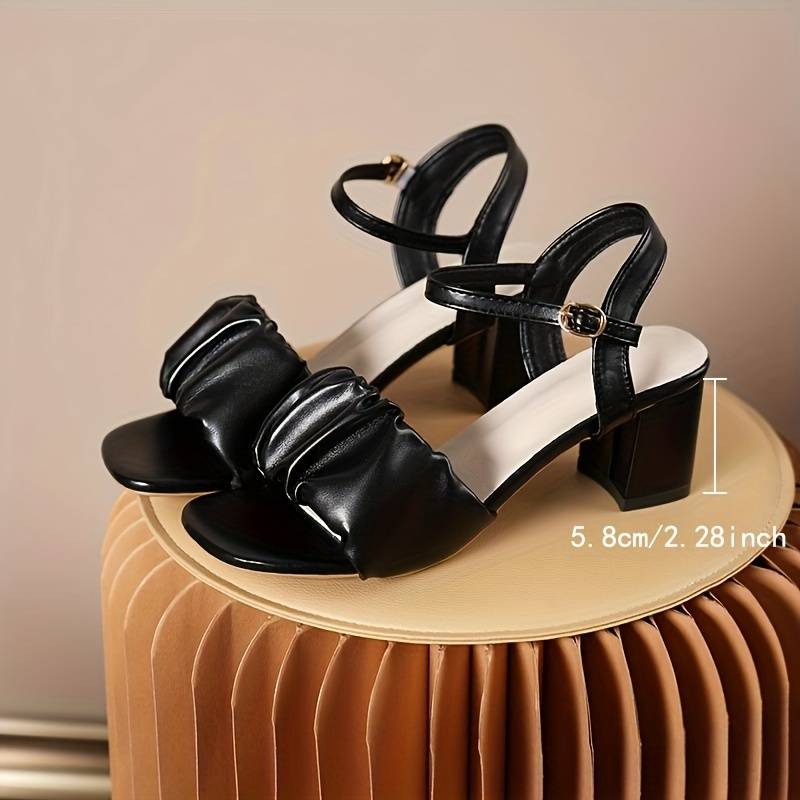 Ruched Ankle Strap Sandals CHICSTEPS