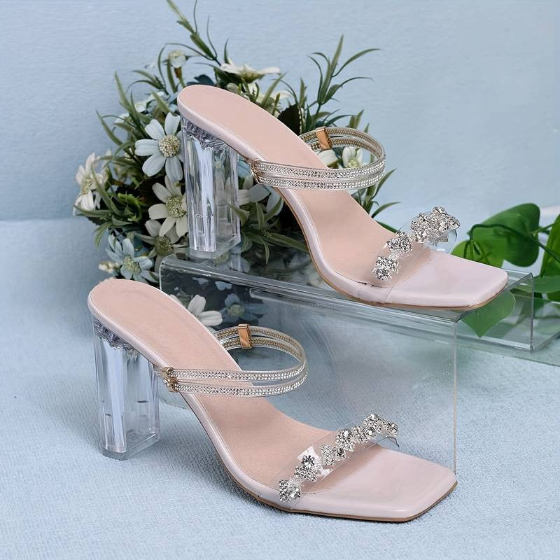 Rhinestone High Heels Sandals CHICSTEPS