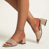 Chunky Heel Single Band Sandals CHICSTEPS