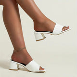 Chunky Heel Single Band Sandals CHICSTEPS