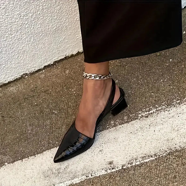 Pointed Toe Patent Leather Sandals CHICSTEPS