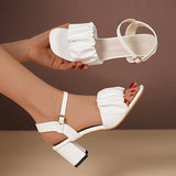 Ruched Ankle Strap Sandals CHICSTEPS